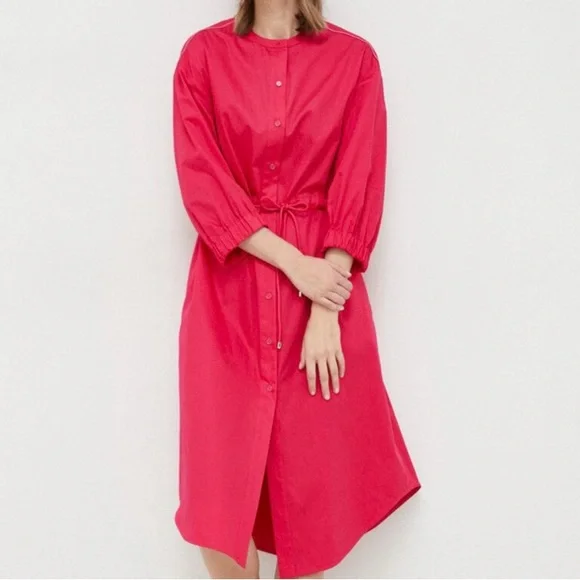 🆕 Max Mara Leisure Antique ROSE Leisure Sheree Drawstring Midi-Dress Cotton 8 - Picture 2 of 15